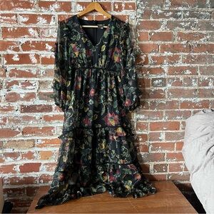 NWT Taylor Midi Floral Ruffle Dress